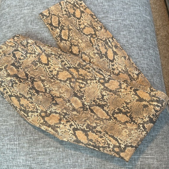 FRAME le high skinny crop snake print  high rise skinny jean beige 24 - Picture 10 of 13